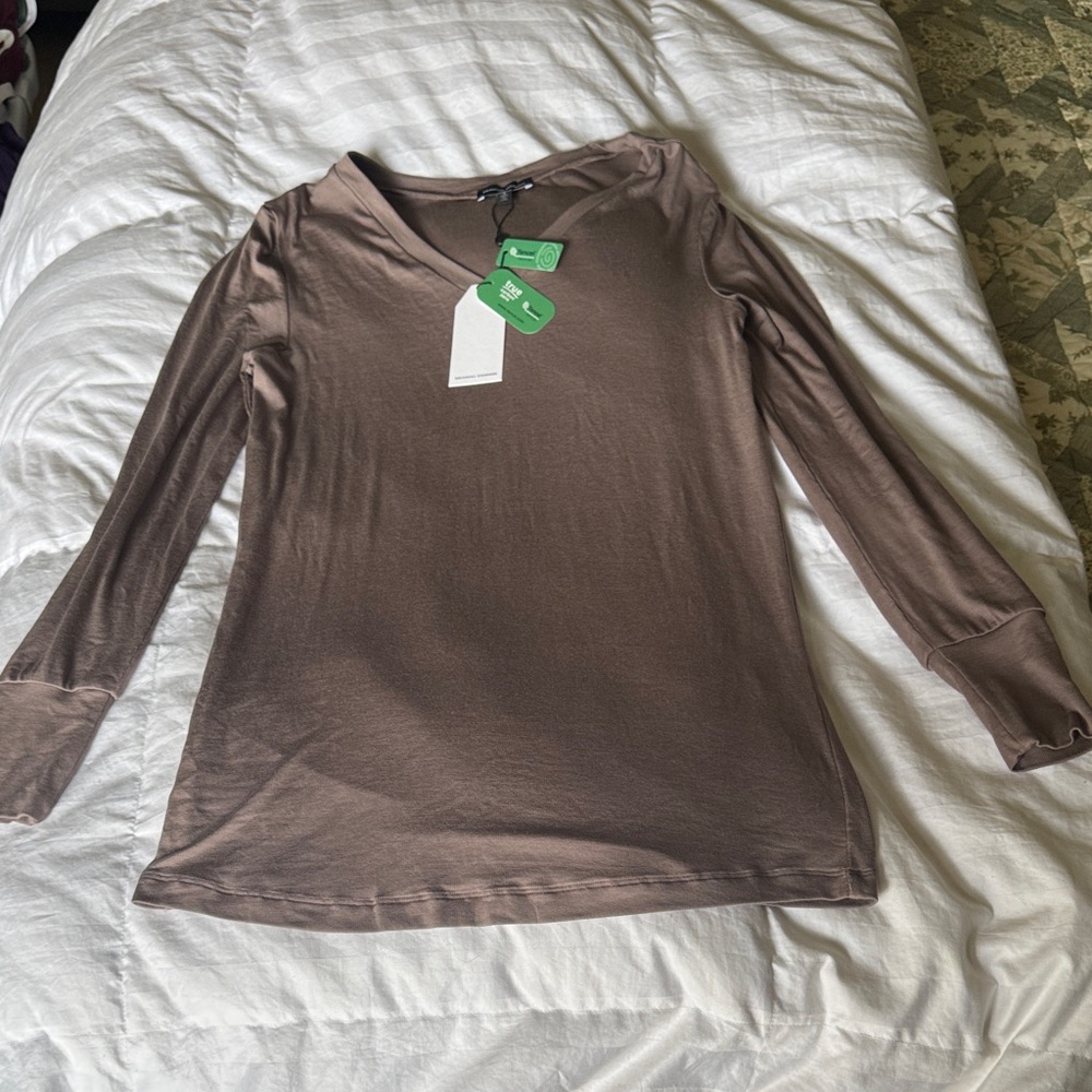 Universal Standard V-Neck Long Sleeve Top - Chocolate Brown 14/16